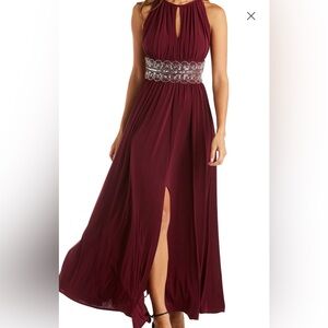 R & M Richards Burgundy Maxi Dress